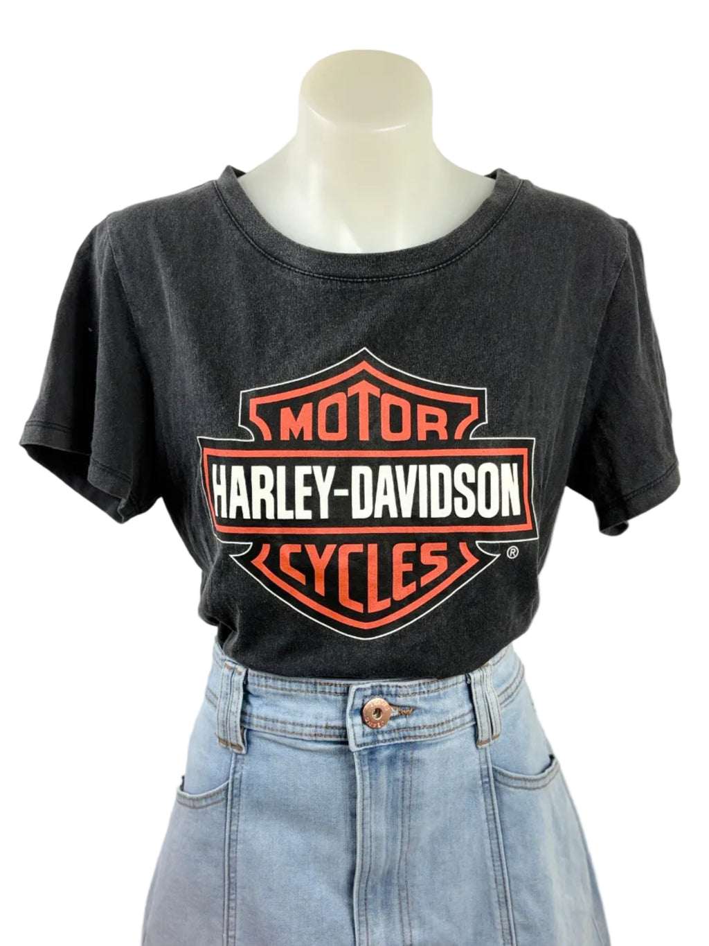 Vintage Style Harley Davidson Crop Tee - Size XS
