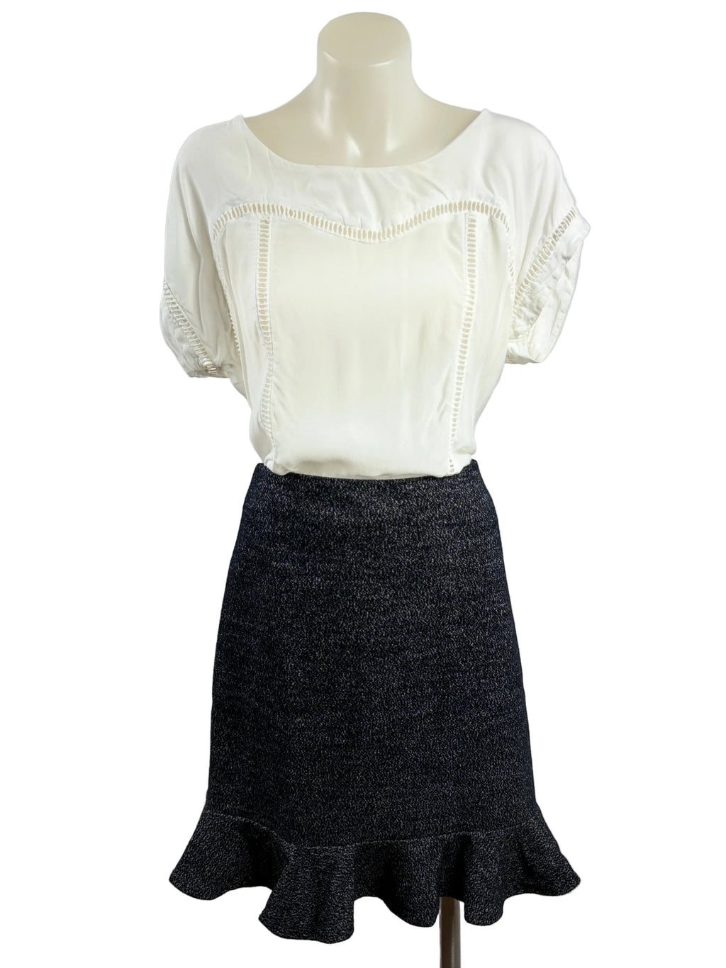 Millie Mackintosh Flounce Hem Wool-blend Skirt — Size 16 (BNWT)