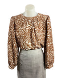 Seed Heritage | Leopard-Print Blouse | Brown & Cream | Size 8