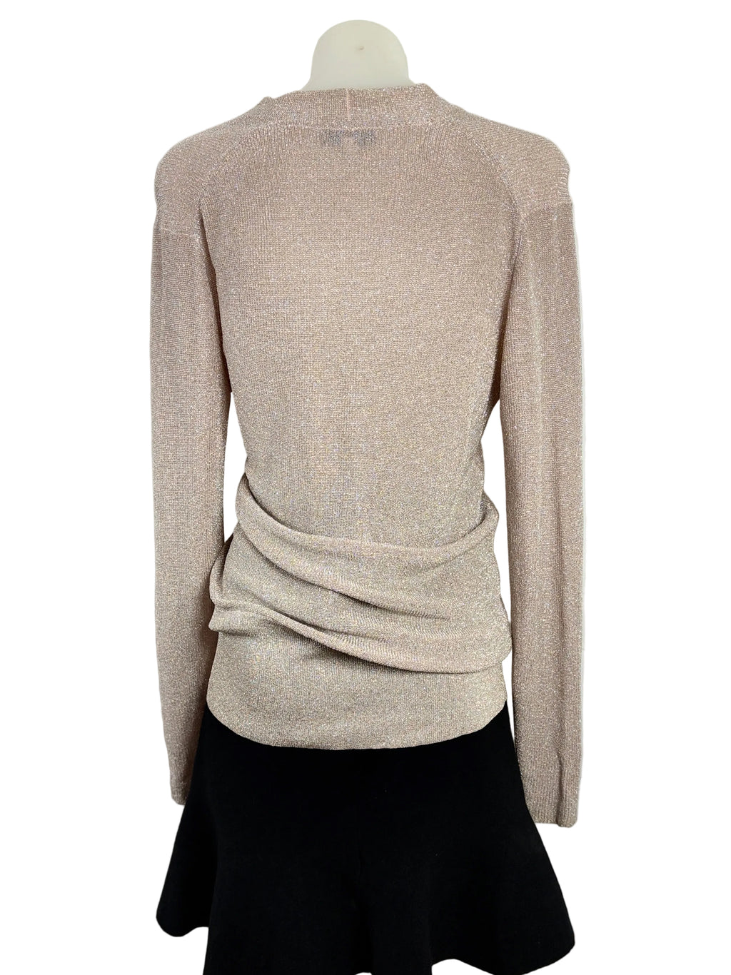 Reiss | Metallic Wrap-Style Long Sleeve Top | Champagne Gold | Size 6