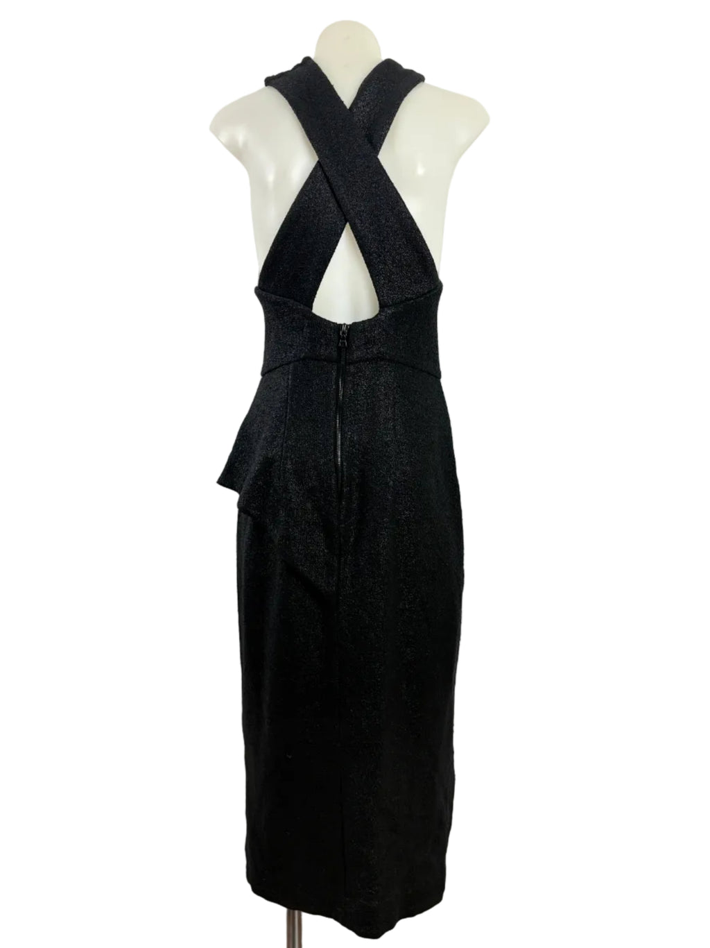 Manning Cartell | Neo Classic Black Textured Cross-Front Dress | Size 8
