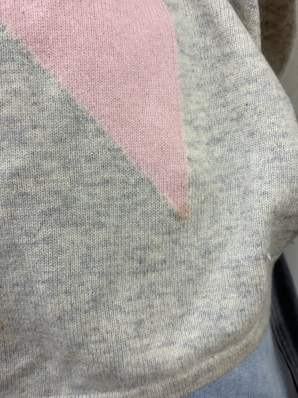 Ali Cashmere Star Jumper — Grey Marle & Blush Pink - Size S