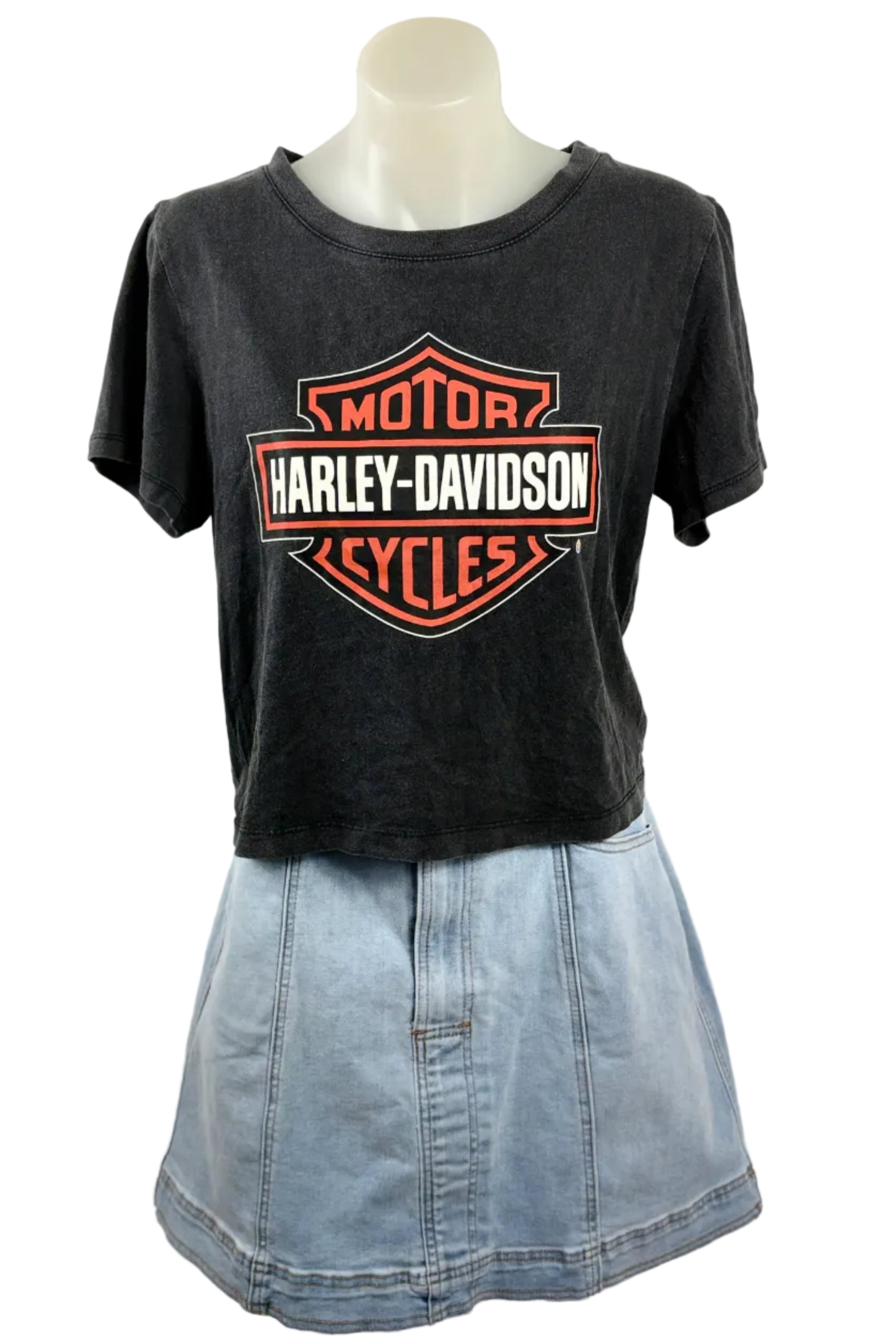 Vintage Style Harley Davidson Crop Tee - Size XS