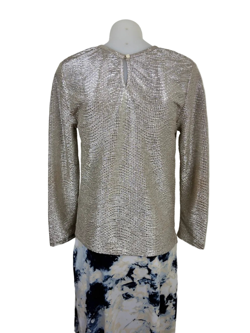 Country Road Textured Metallic Long Sleeve Top in gold – view 3 of 5