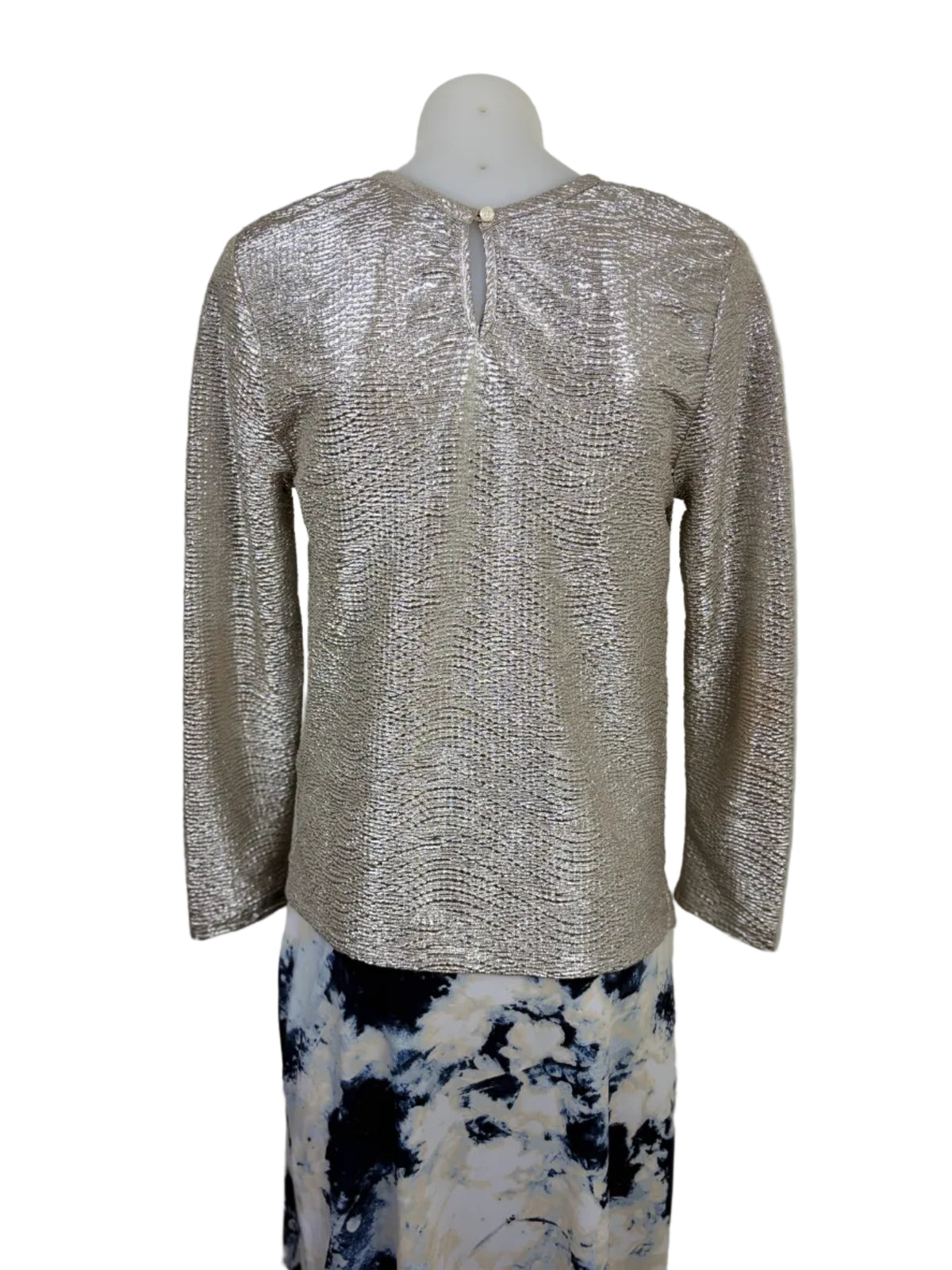 Country Road Textured Metallic Long Sleeve Top in gold – view 3 of 5