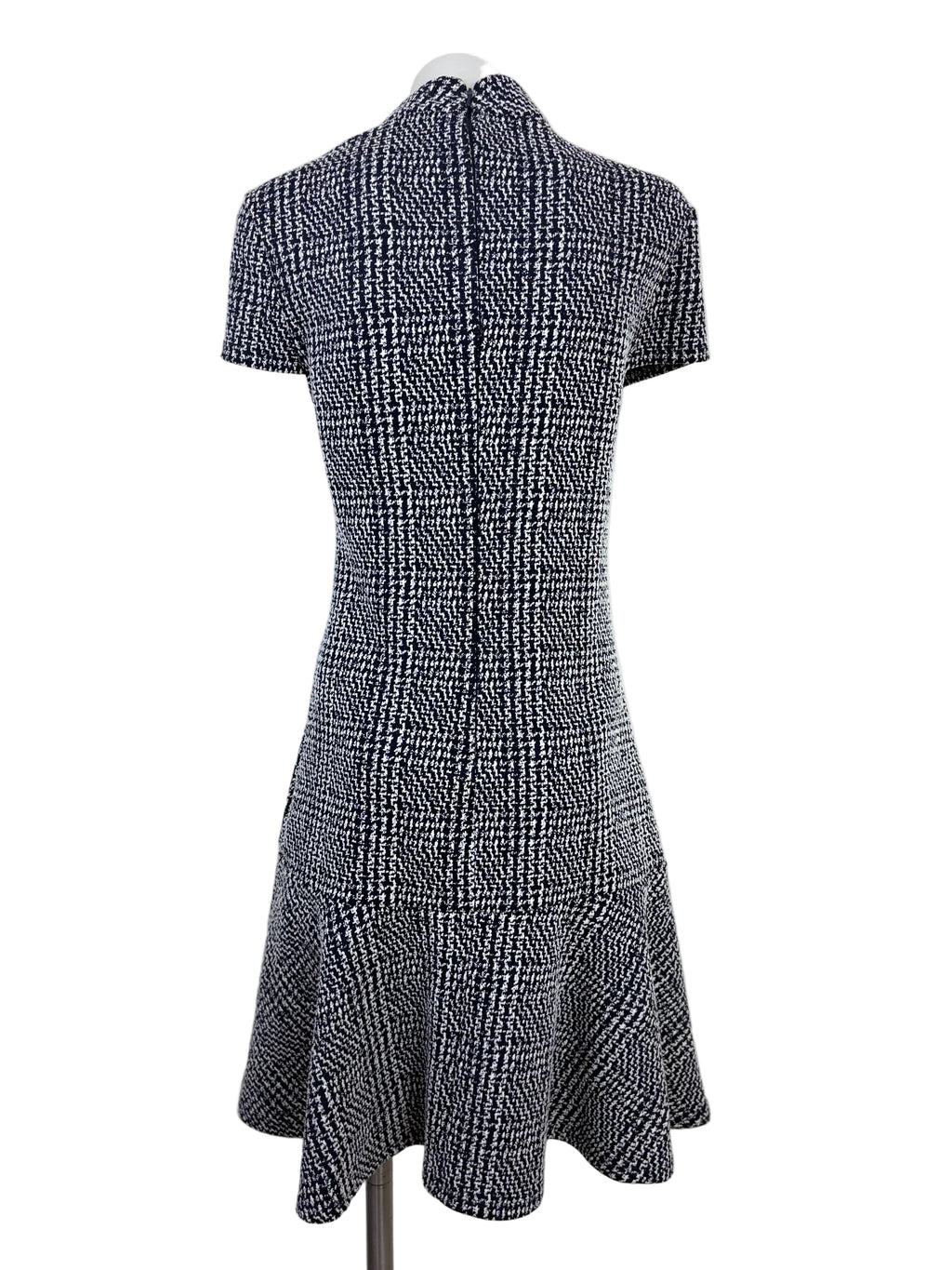 Forever New Tweed-Style Fit and Flare Dress in navy & white – view 2 of 5