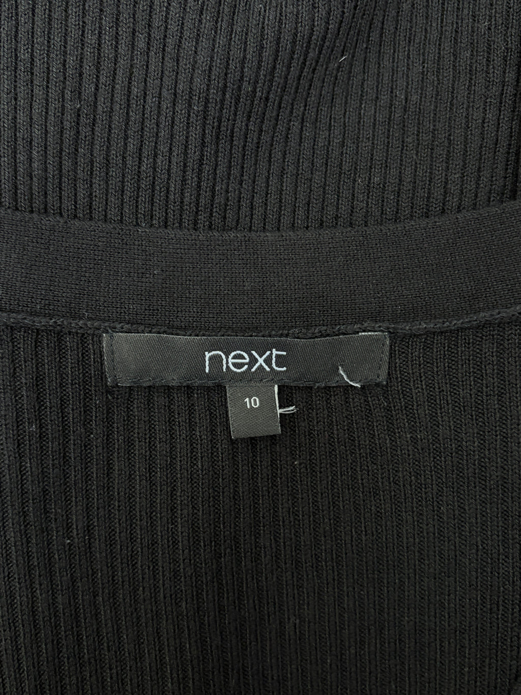 Next | Ribbed Button-Front Knit Dress | Black — Size 10