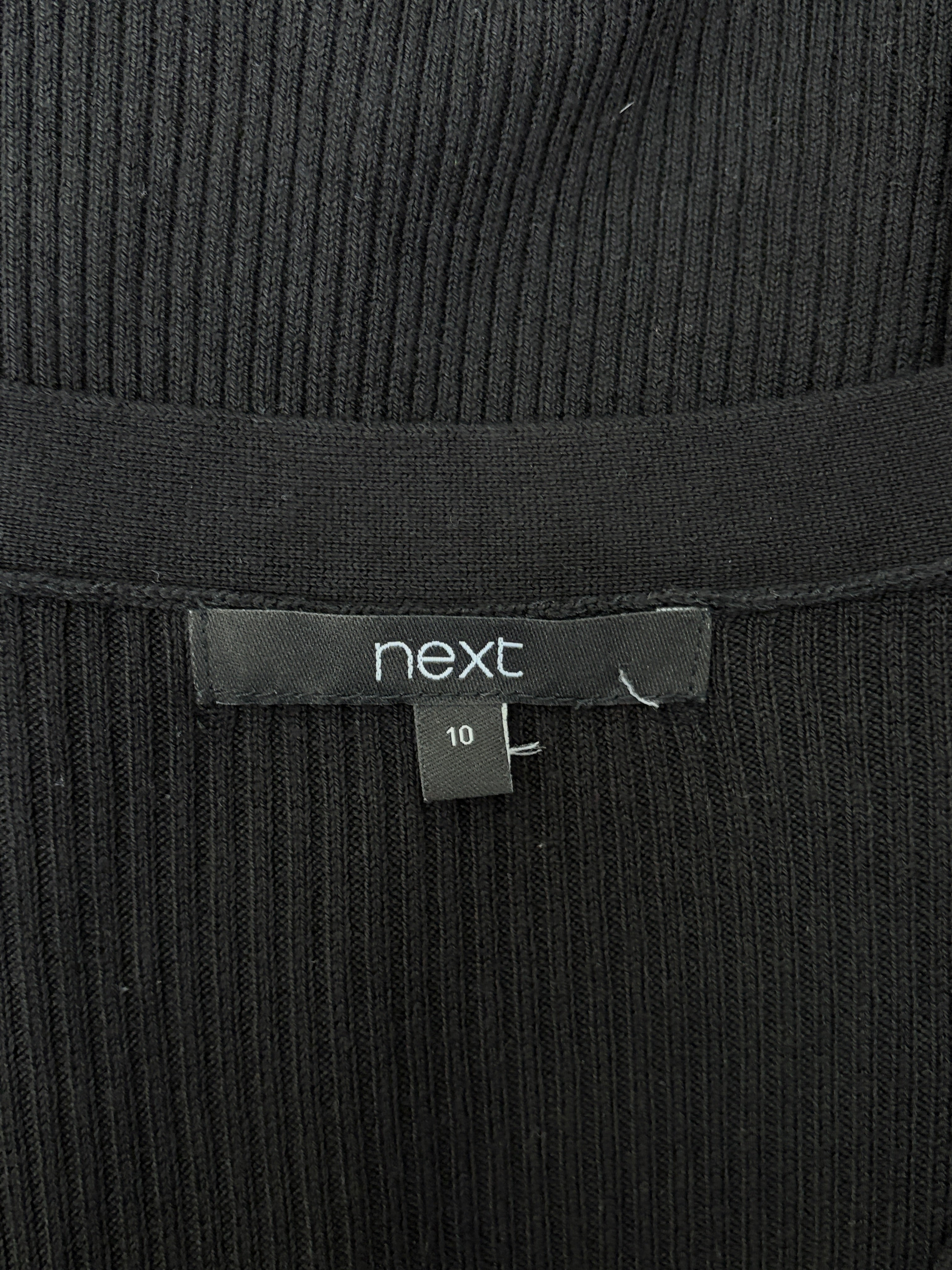 Next | Ribbed Button-Front Knit Dress | Black — Size 10
