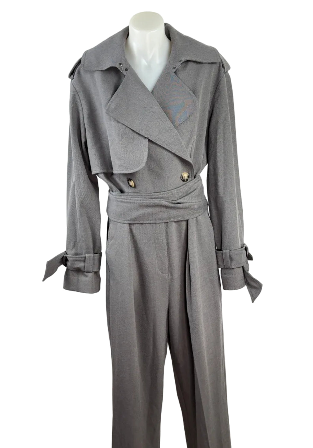 Witchery Trench-Style Jumpsuit - Grey - Size 10