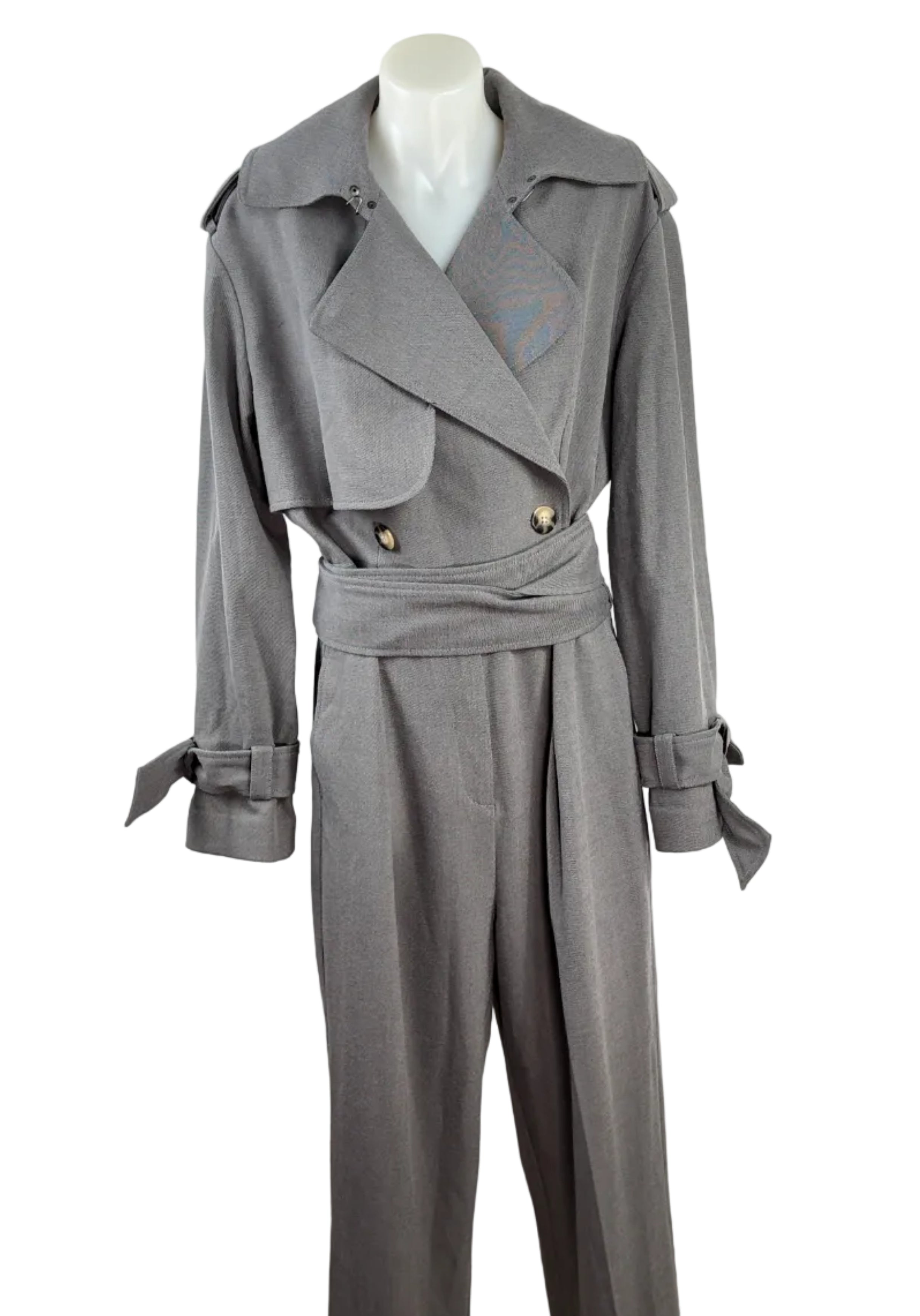 Witchery Trench-Style Jumpsuit - Grey - Size 10