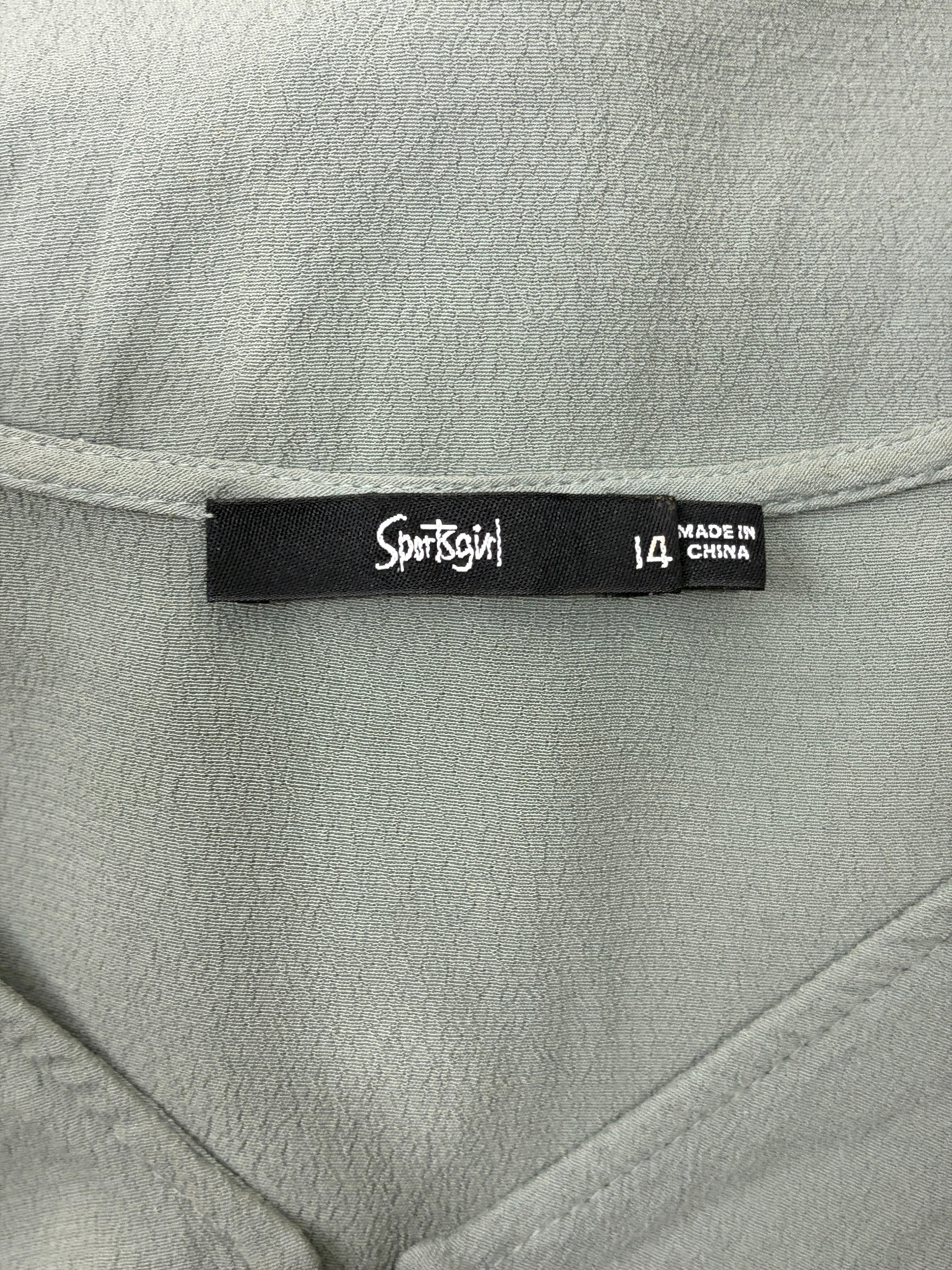 Sportsgirl Sage Green Button-Front Top - Size 14