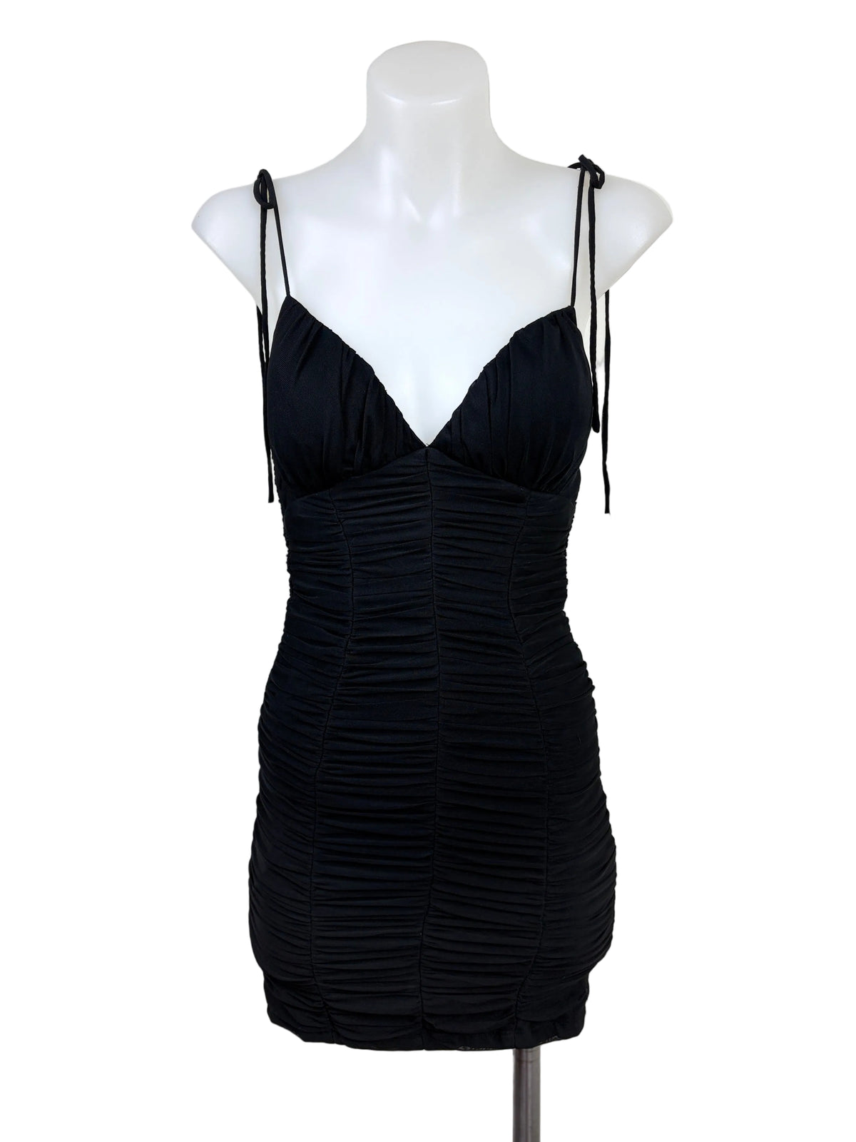 Ruby Sees Ruched Tie Shoulder Mini Dress in black – view 3 of 4
