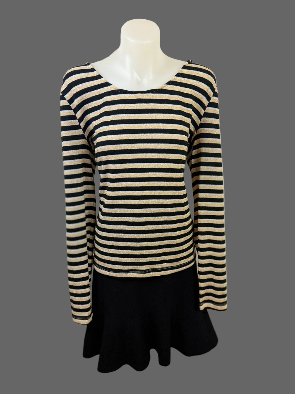 Bardot | Lurex Stripe Cowl-Back Top | Black, Gold & Silver | 14 — BNWT