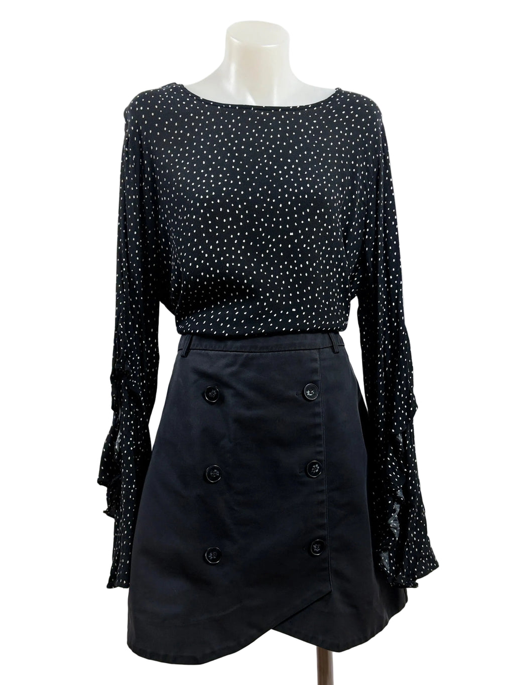 Decjuba Polka Dot Frill Sleeve Top| Size 14