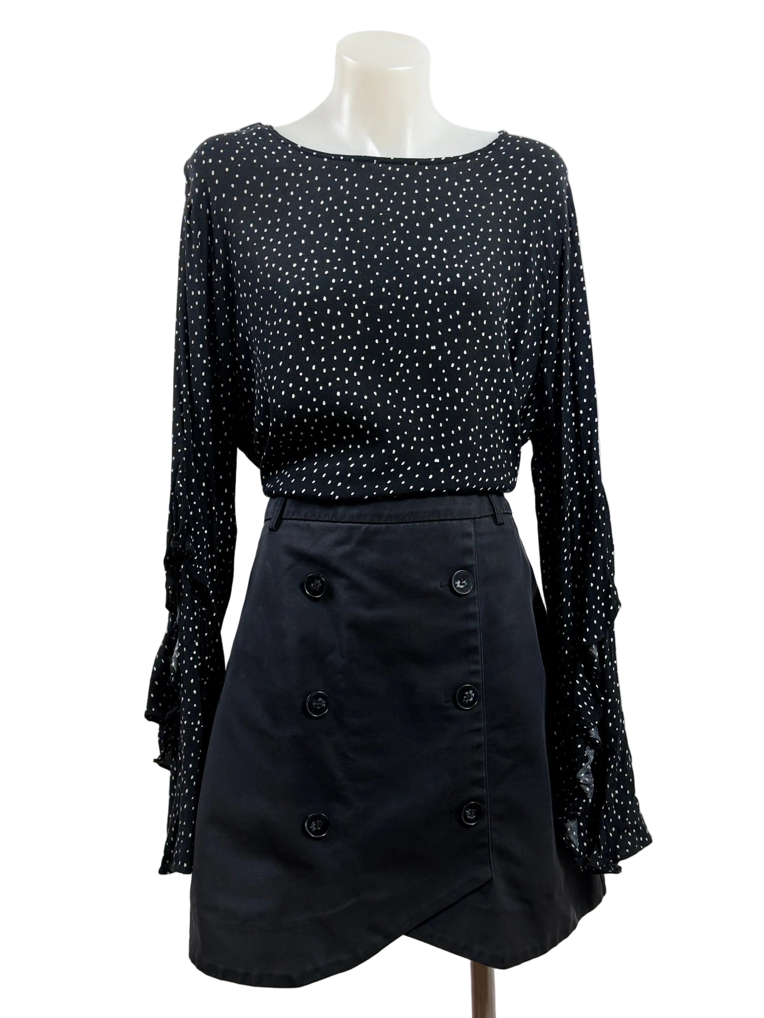 Decjuba Polka Dot Frill Sleeve Top| Size 14