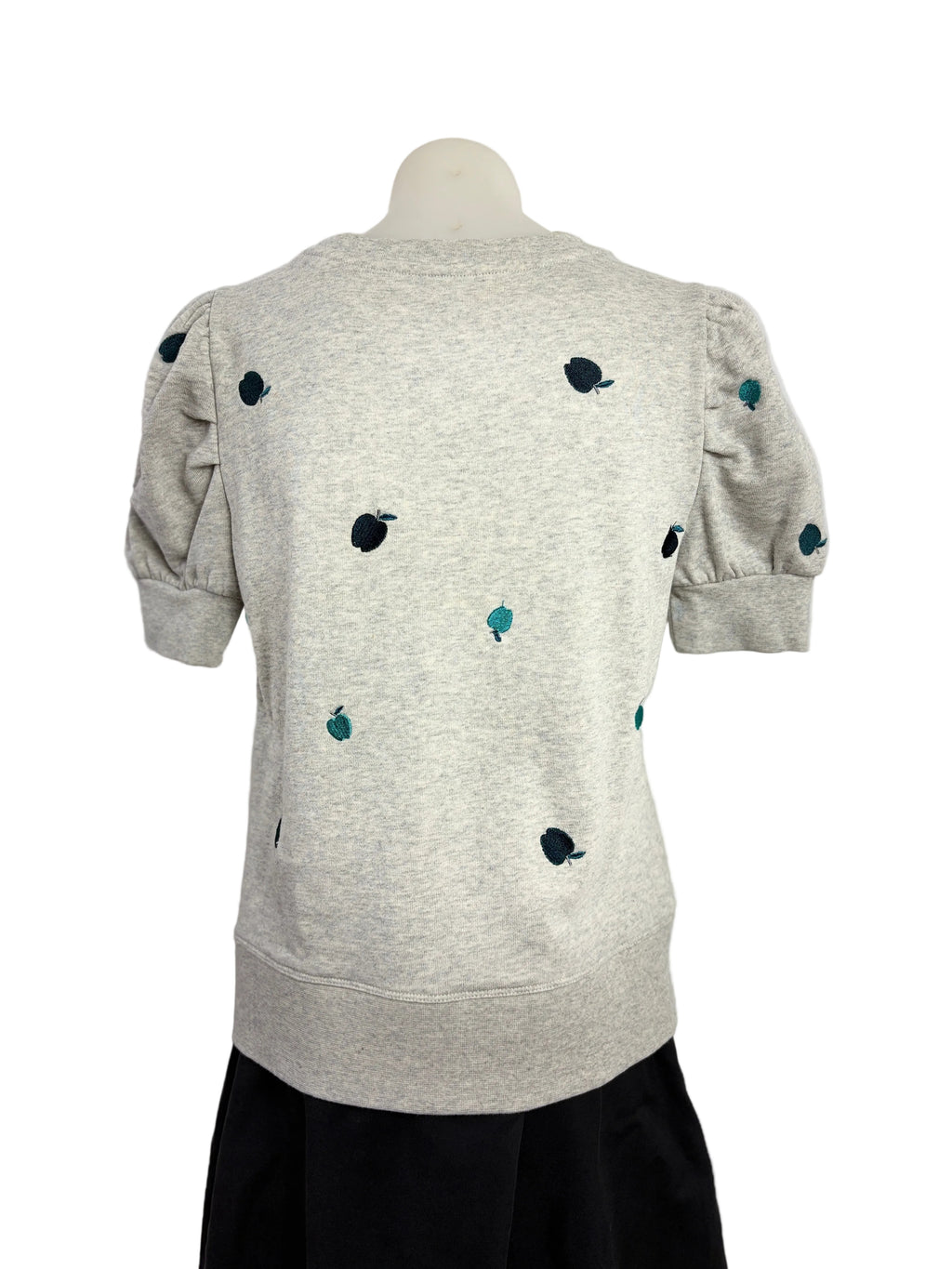 Marcs | Apple-Embroidered Puff Sleeve Top | Grey Marle | XS
