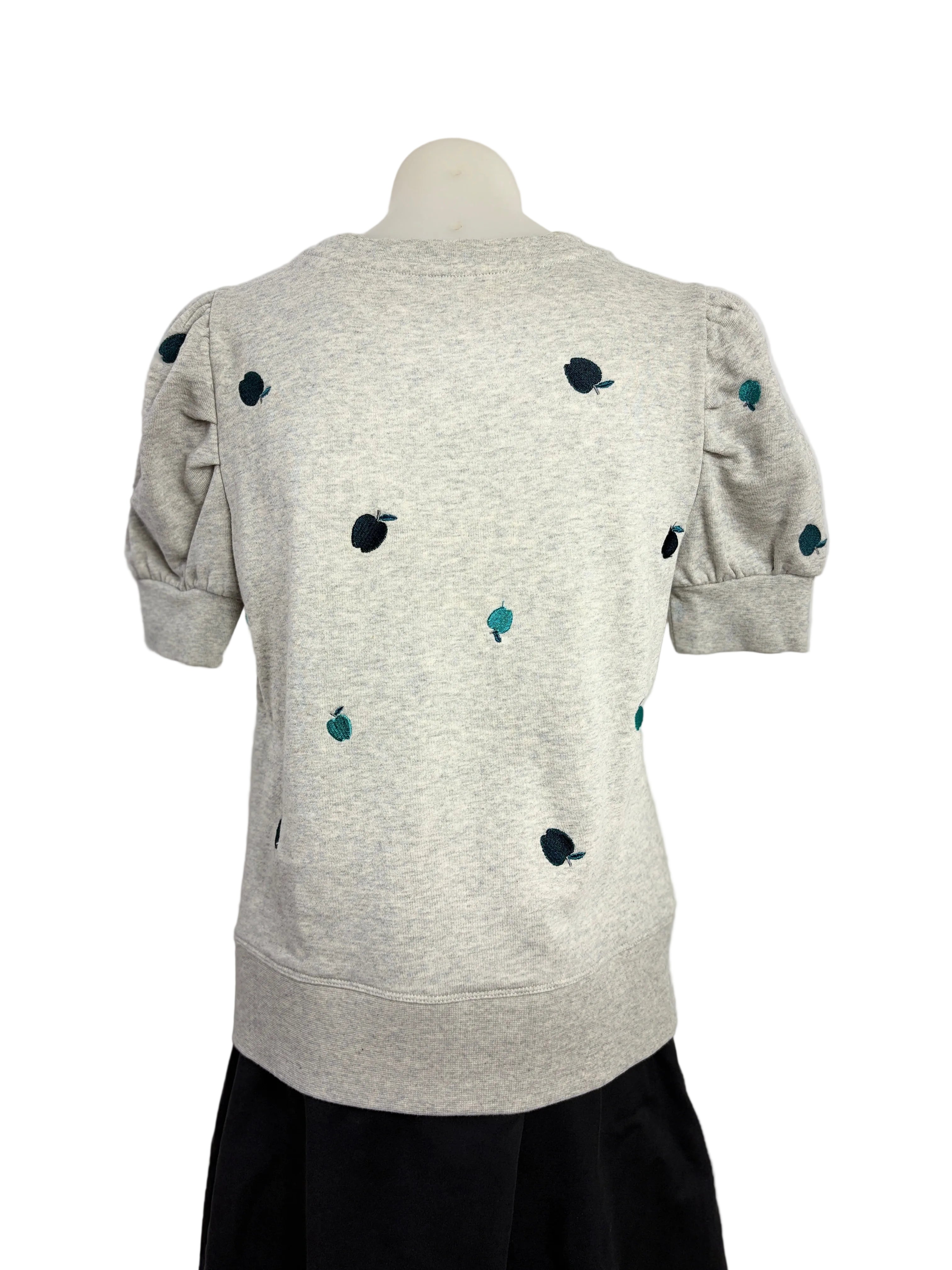 Marcs | Apple-Embroidered Puff Sleeve Top | Grey Marle | XS