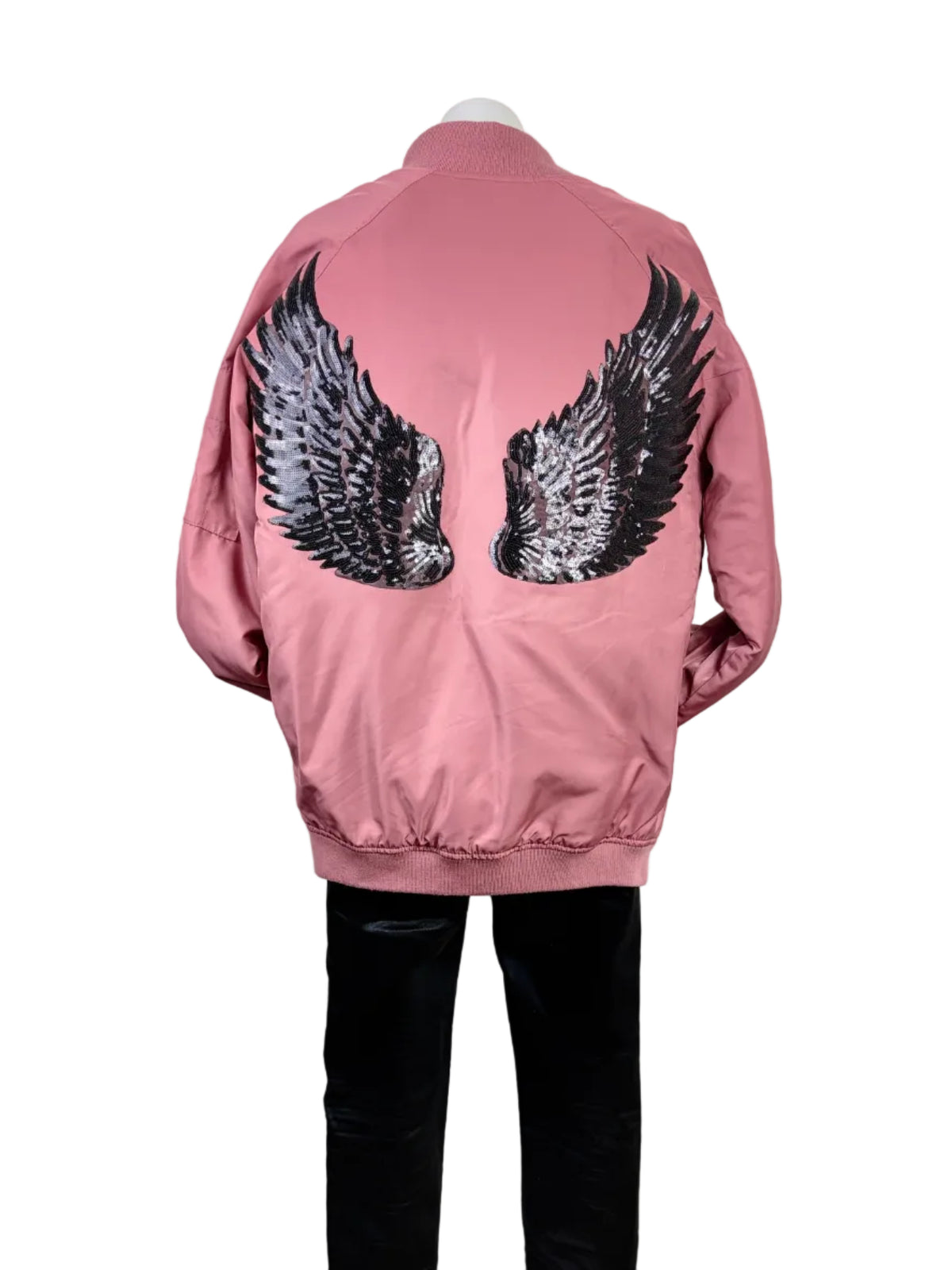 Atmos & Here Upcycled Sequin Angel Wing Bomber Jacket, size 6 – preloved at Second Signature