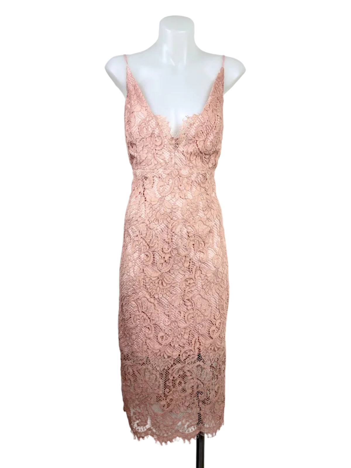 Bardot Lina Lace Midi Dress in blush pink – view 4 of 5