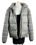 Cotton On | Oversized Check Puffer Jacket | Grey Multi | Size S