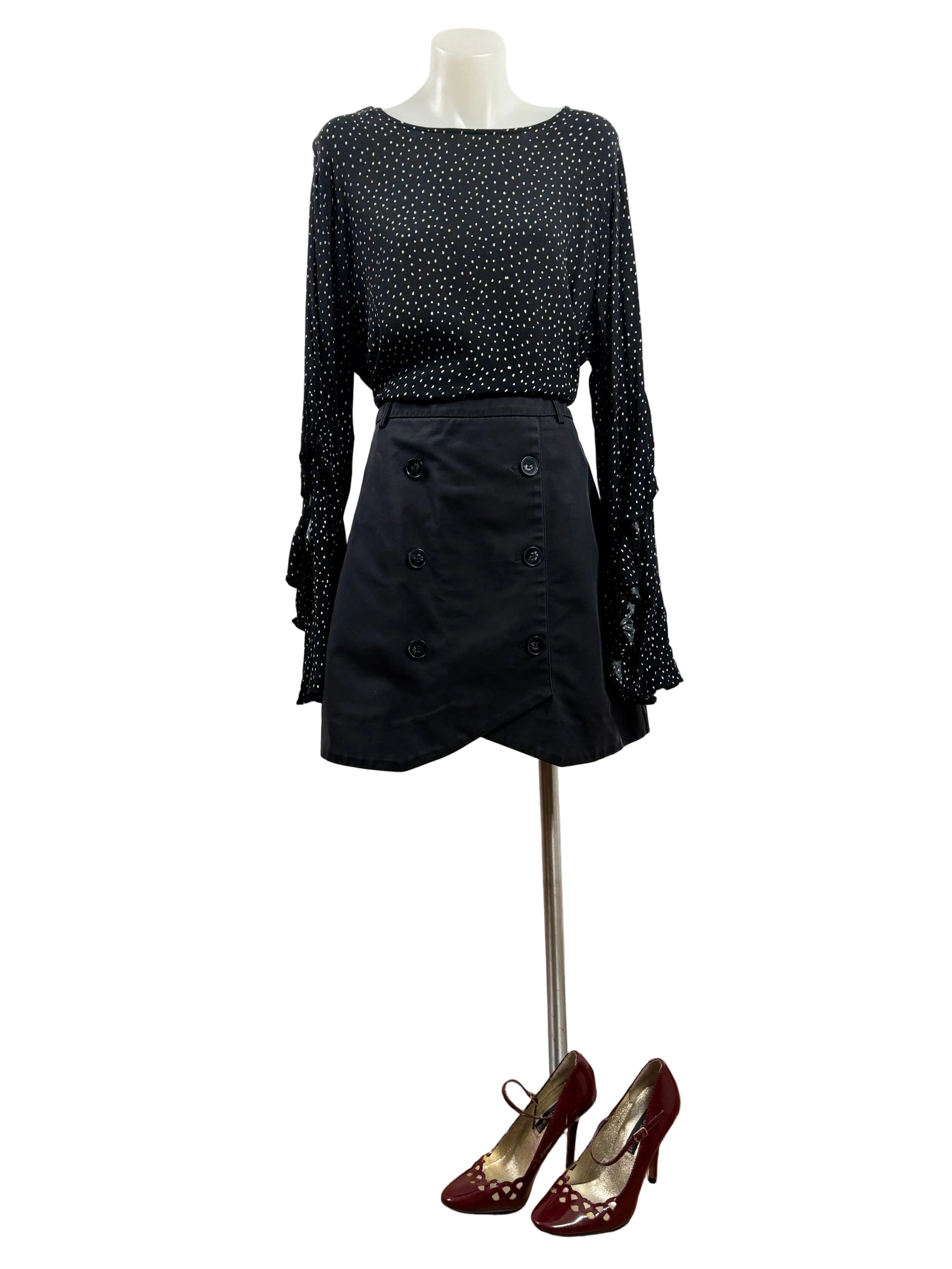 Decjuba Polka Dot Frill Sleeve Top| Size 14