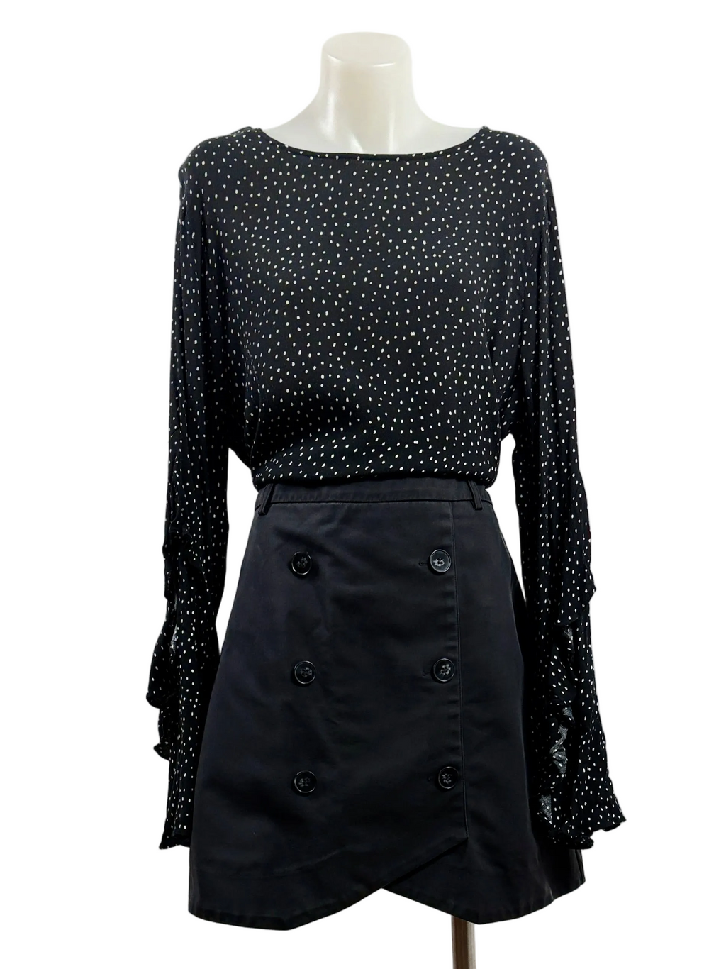 Decjuba Polka Dot Frill Sleeve Top| Size 14