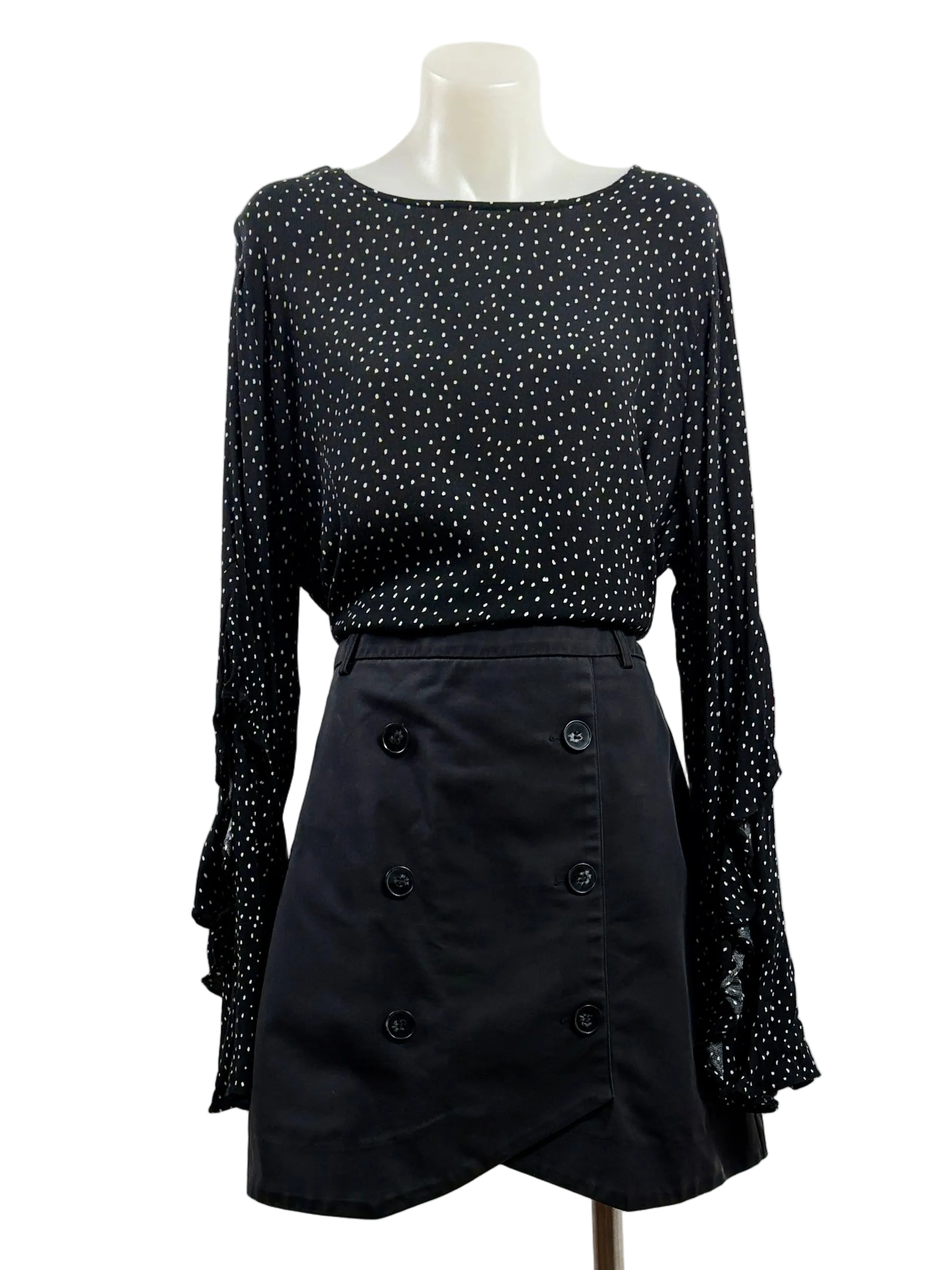 Decjuba Polka Dot Frill Sleeve Top| Size 14