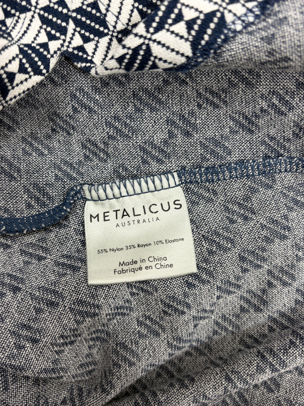 Metalicus | Geometric Print Midi Dress | Navy & White | One Size