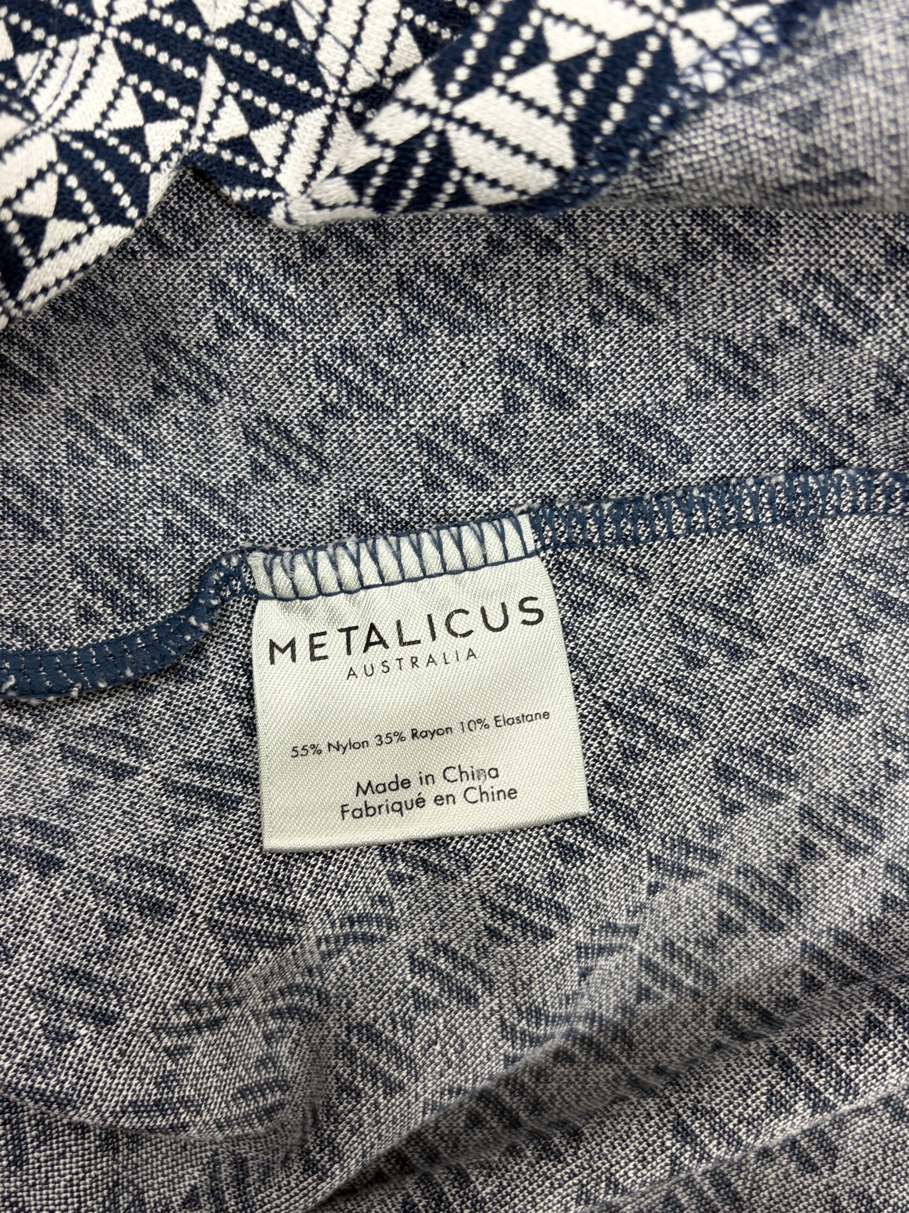 Metalicus | Geometric Print Midi Dress | Navy & White | One Size