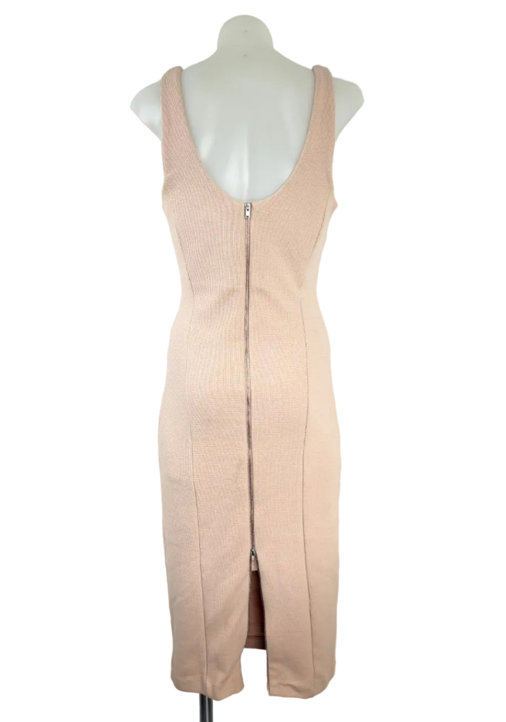Kookai | Nude Textured Knit Bodycon Midi Dress | Size 8