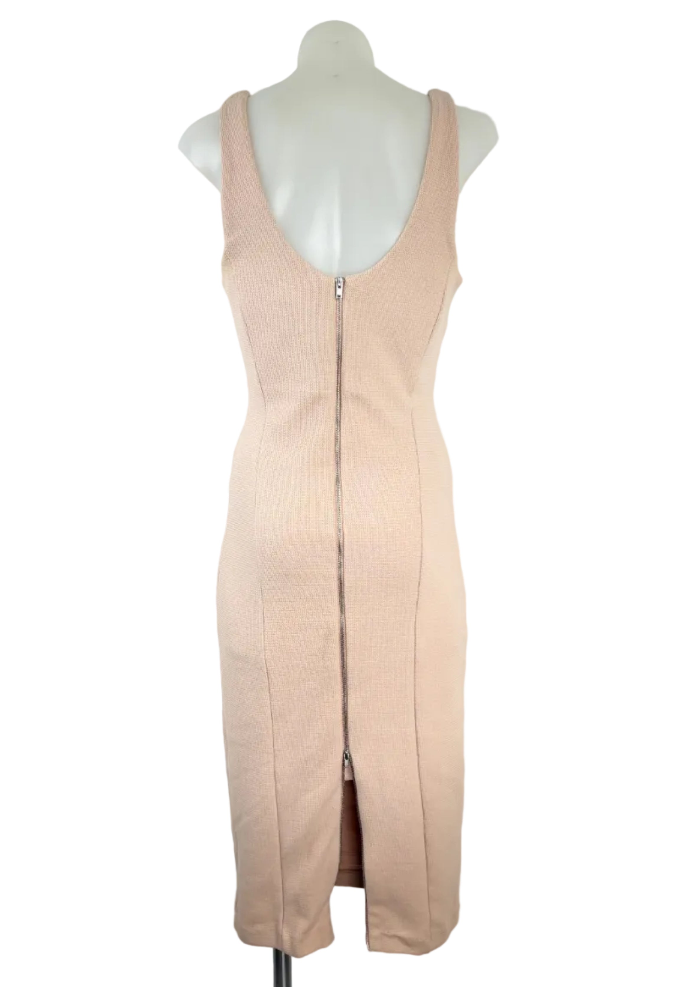 Kookai | Nude Textured Knit Bodycon Midi Dress | Size 8
