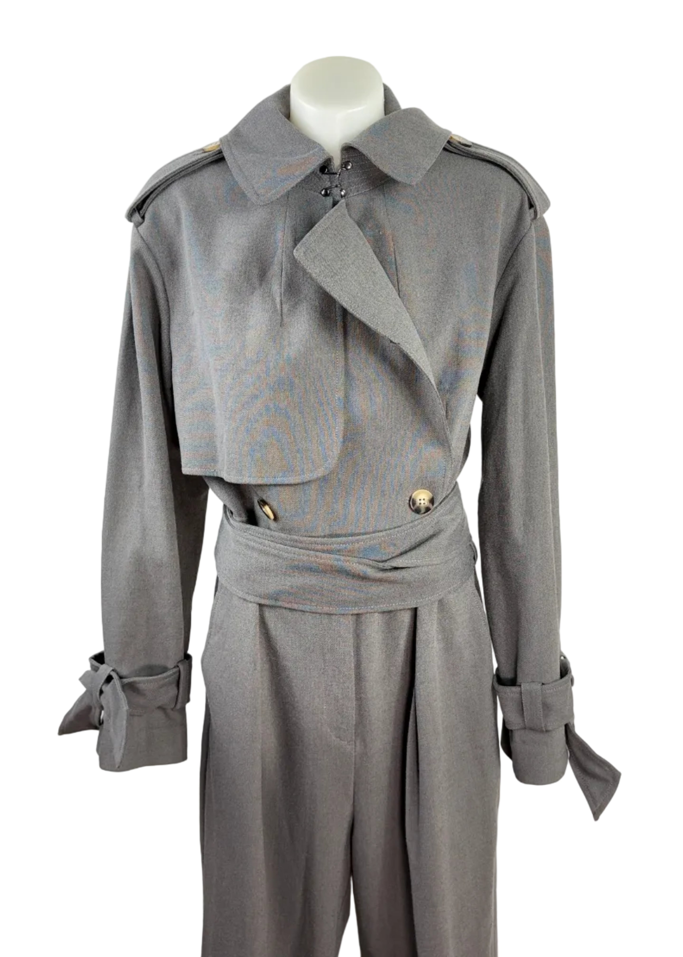 Witchery Trench-Style Jumpsuit - Grey - Size 10