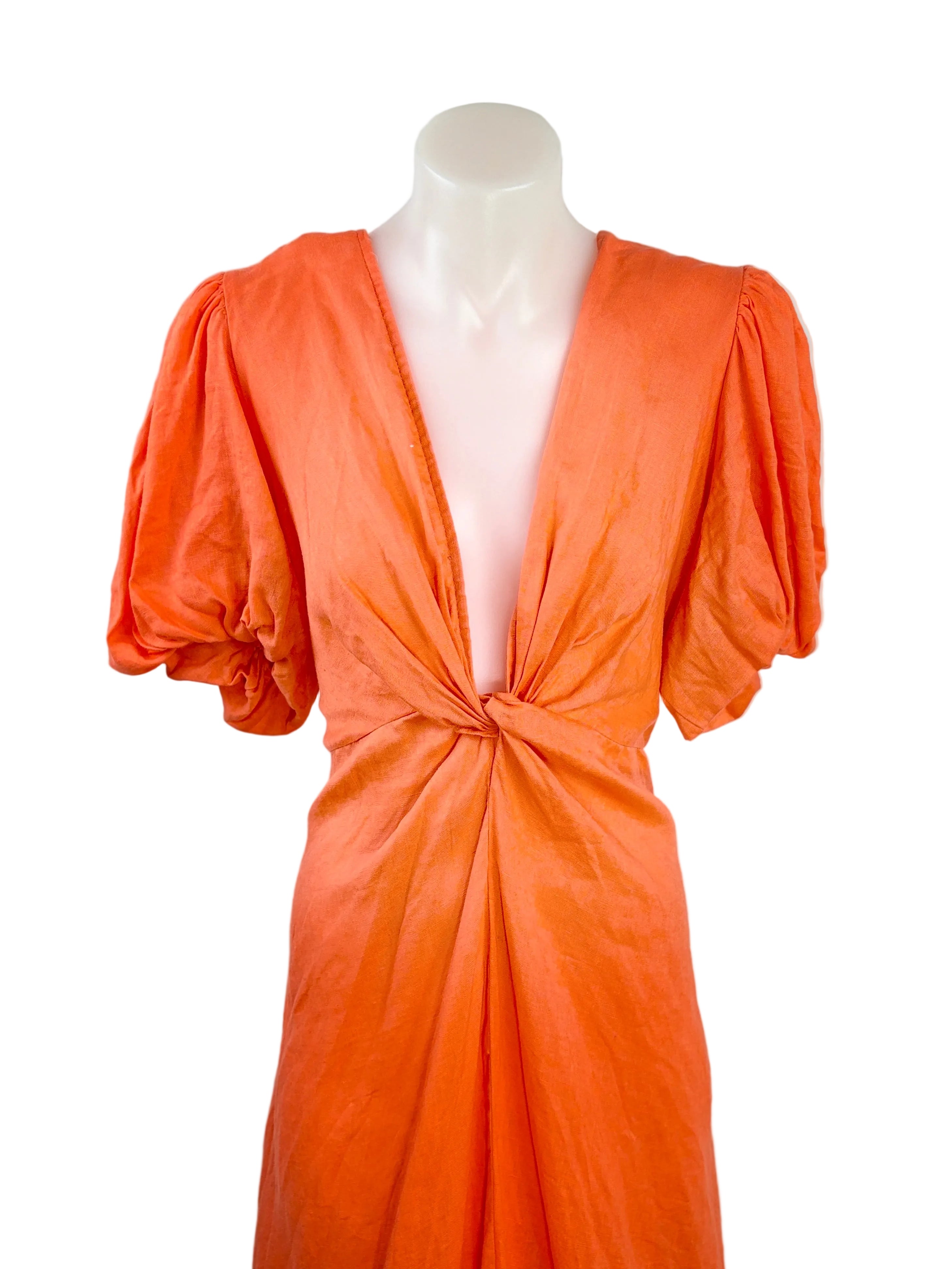 Gingham & Heels Burnt Orange Twist-Front Maxi Dress - Size 12