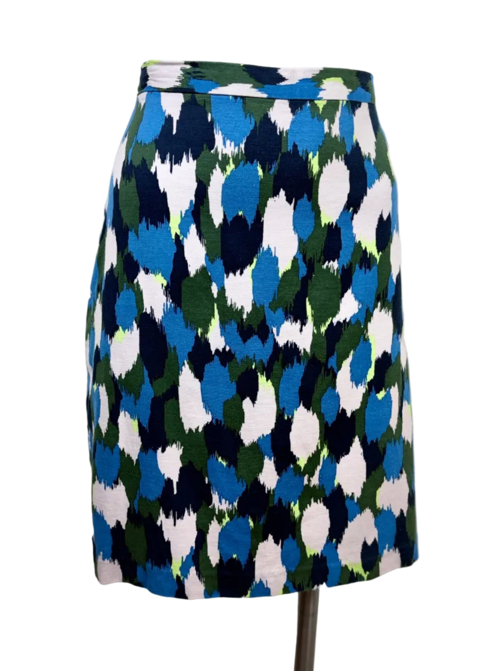 Gorman Abstract Ikat Print Pencil Skirt in blue, green & navy – view 2 of 4