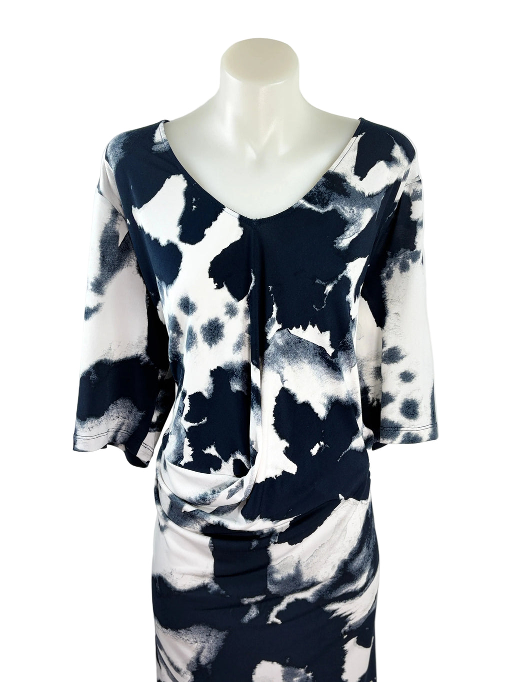 Simply Vera Vera Wang | Abstract Print Shift Dress | Navy & White | Size 18+
