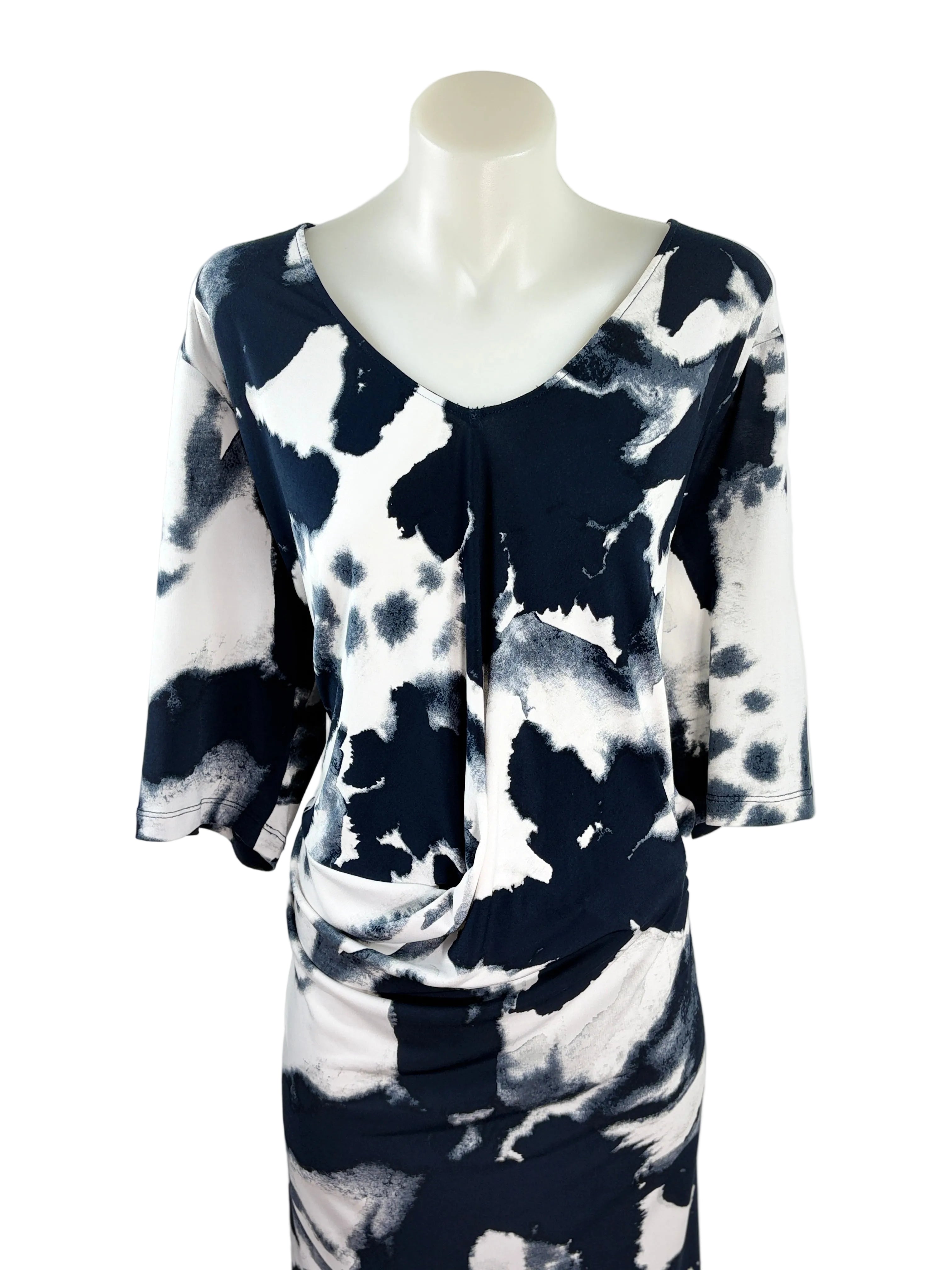 Simply Vera Vera Wang | Abstract Print Shift Dress | Navy & White | Size 18+