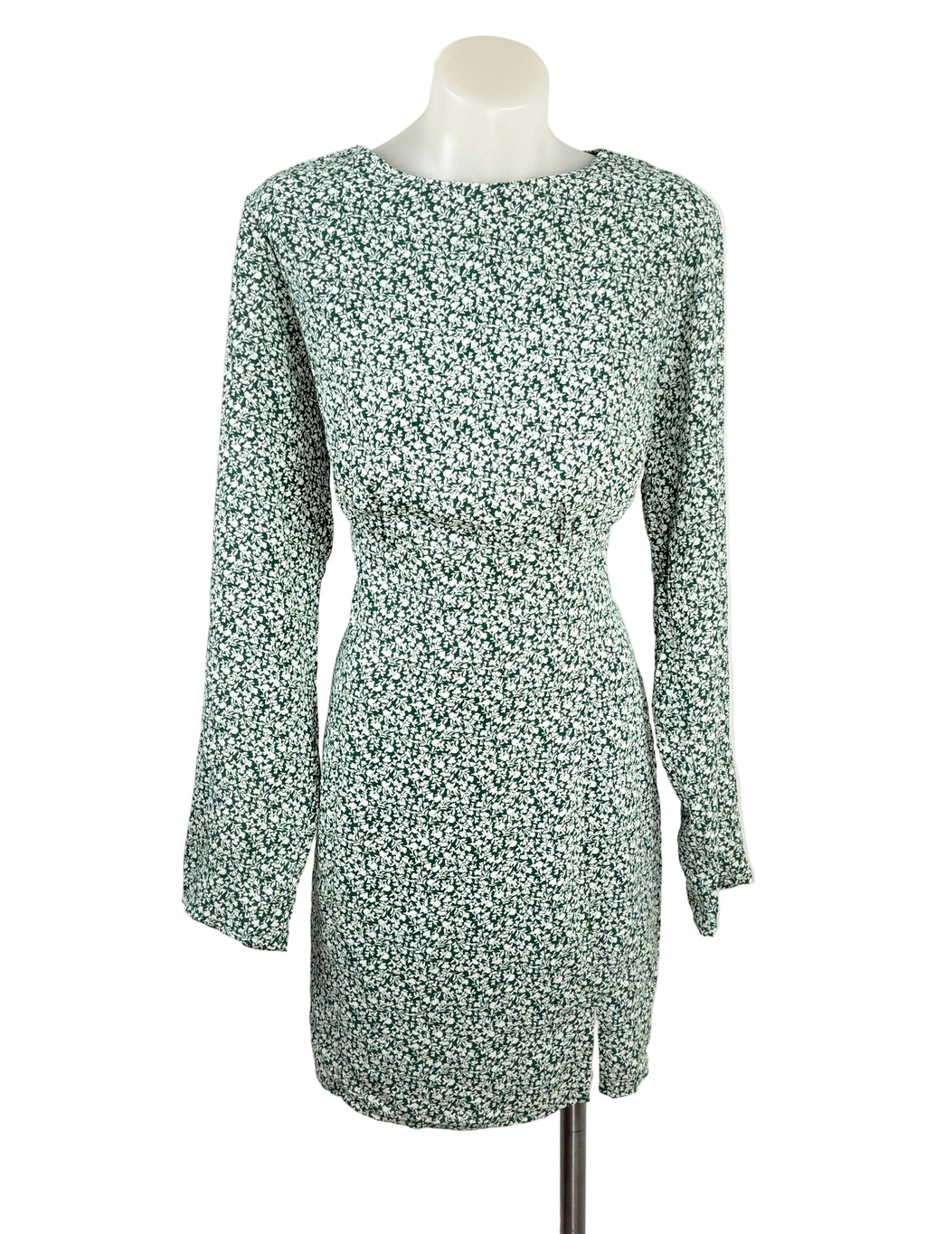 Atmos & Here | Ditsy Floral Long Sleeve Mini Dress | Forest Green | Size 12