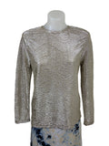 Country Road Textured Metallic Long Sleeve Top in gold, size 12 – preloved at Second Signature