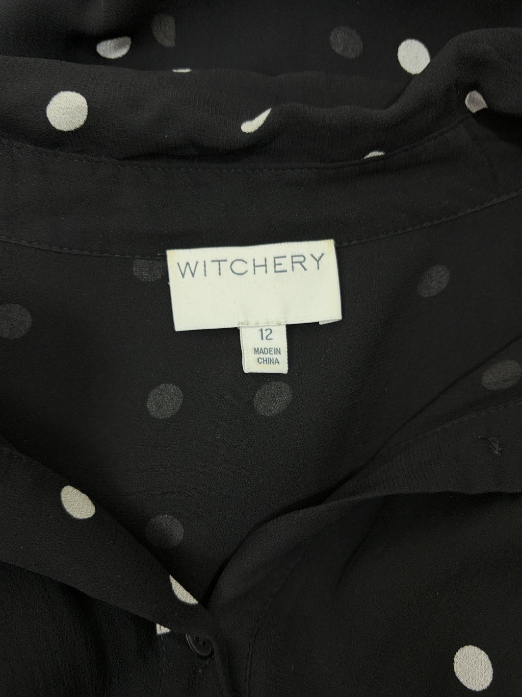 Witchery | Polka Dot Sheer Shirt | Black & White | Size 12