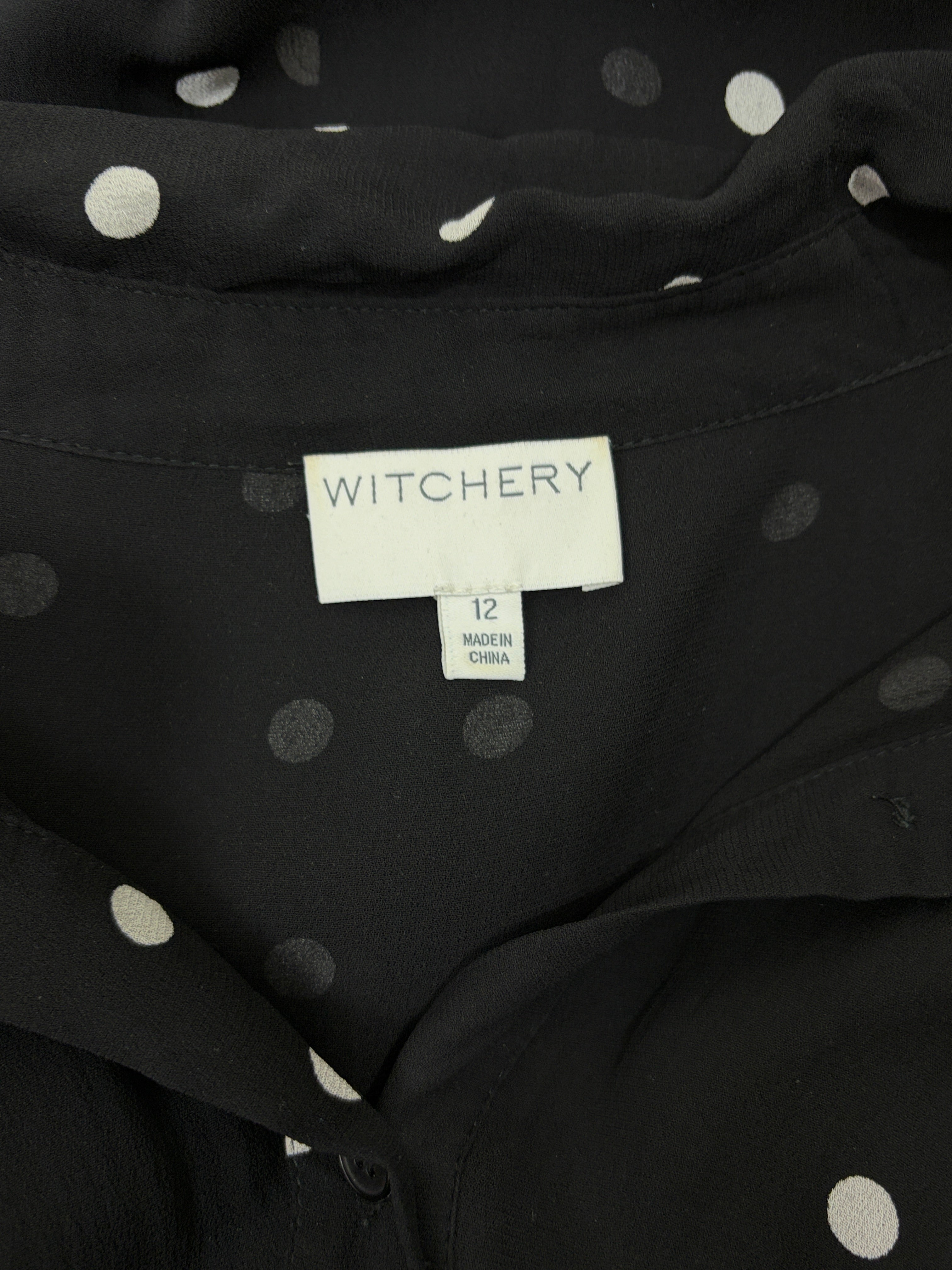 Witchery | Polka Dot Sheer Shirt | Black & White | Size 12