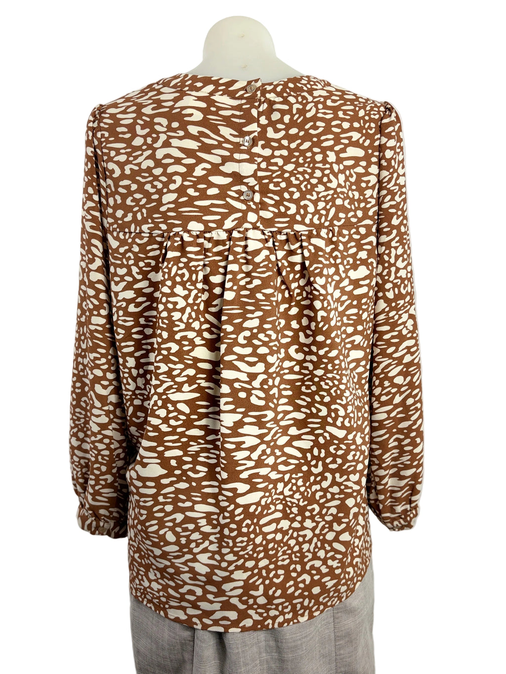 Seed Heritage | Leopard-Print Blouse | Brown & Cream | Size 8