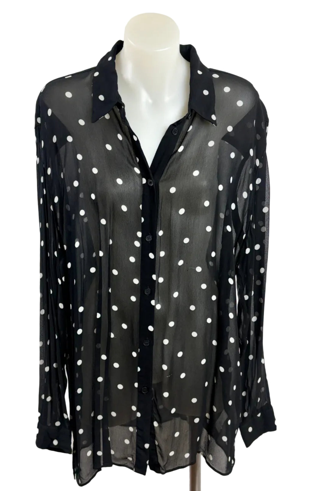 Witchery | Polka Dot Sheer Shirt | Black & White | Size 12