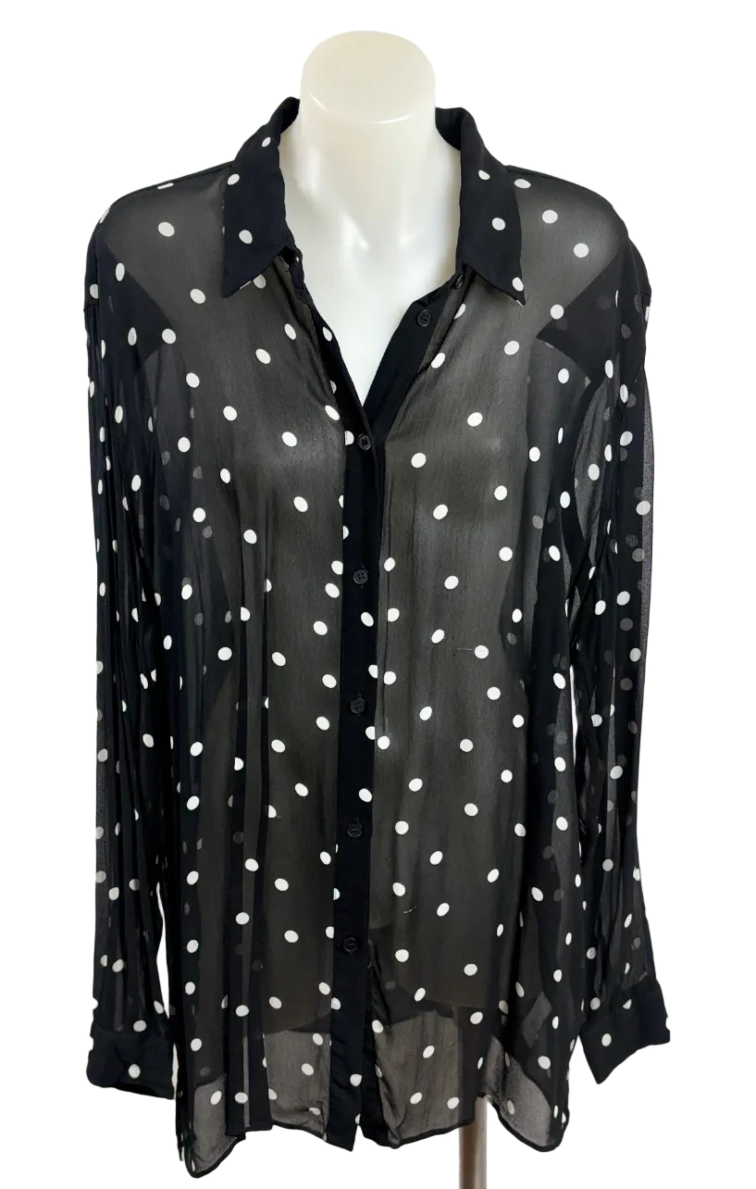 Witchery | Black And White Polka Dot Button Up Shirt | Size 12
