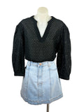 Seed | Broderie Anglaise Popover Top | Black | Size 12