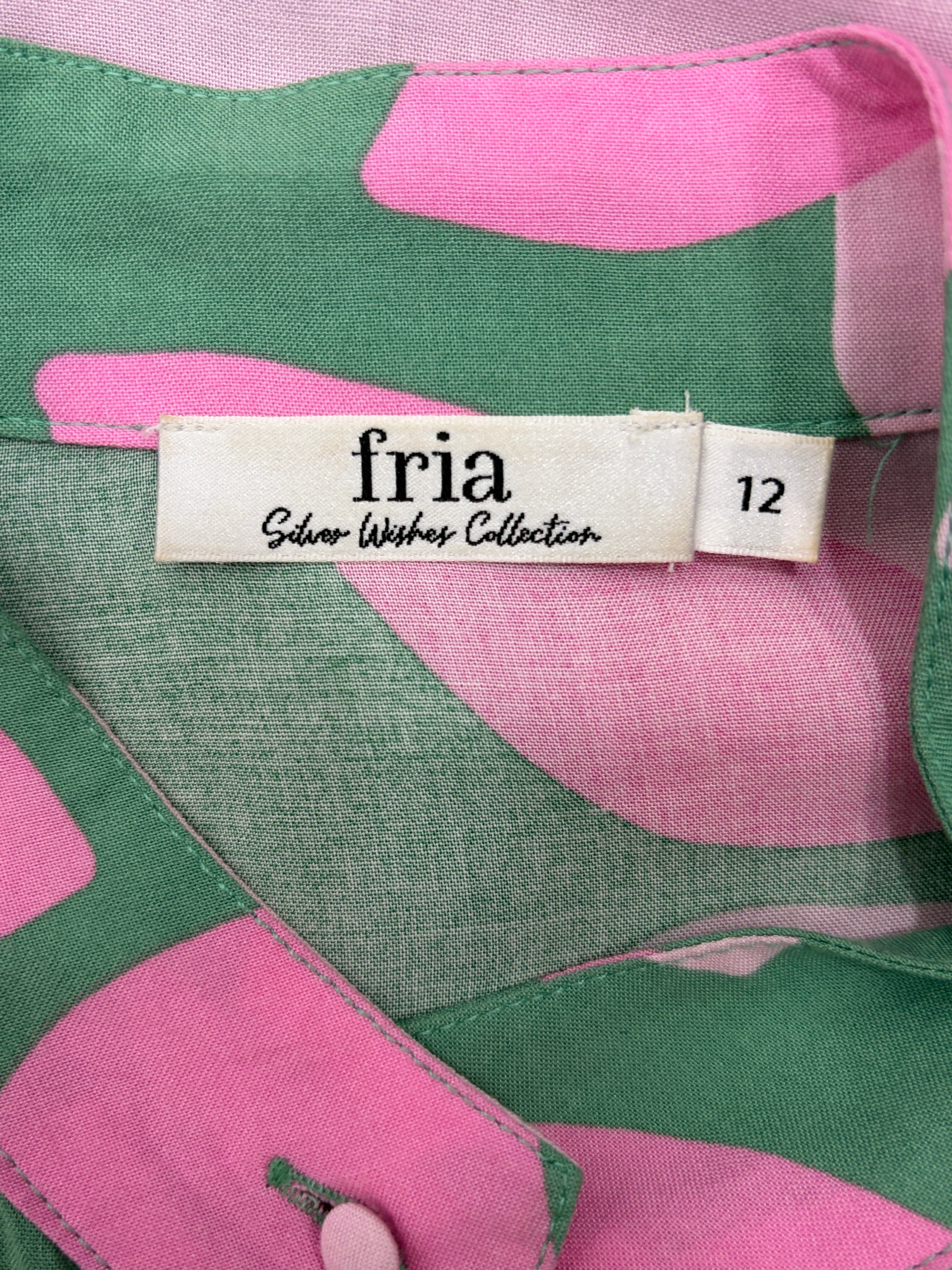 Fria | Abstract Petal Print Shirt Dress | Size 12