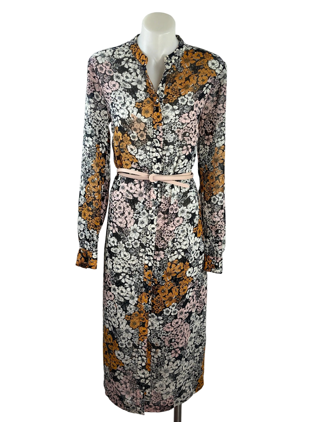 H&M | Retro Floral Button-Front Midi Dress | EU 36 (AU 8)