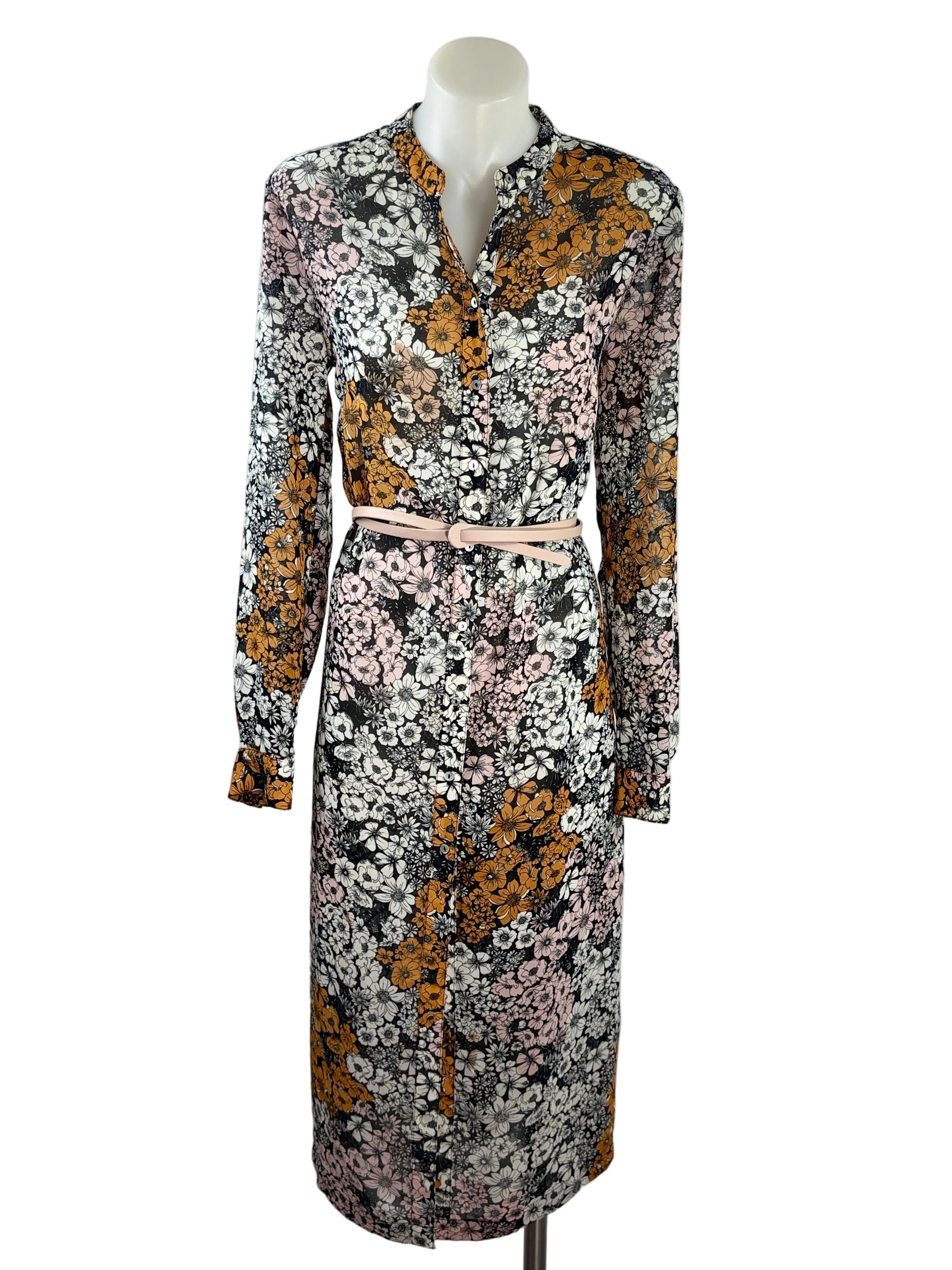 H&M | Retro Floral Button-Front Midi Dress | EU 36 (AU 8)