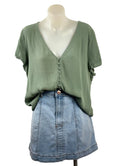 Sportsgirl Sage Green Button-Front Top - Size 14