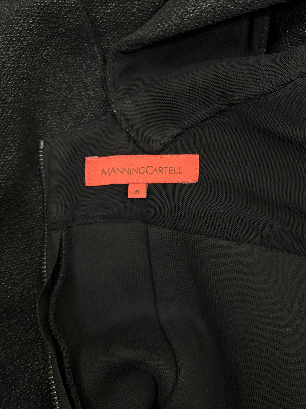 Manning Cartell | Neo Classic Black Textured Cross-Front Dress | Size 8