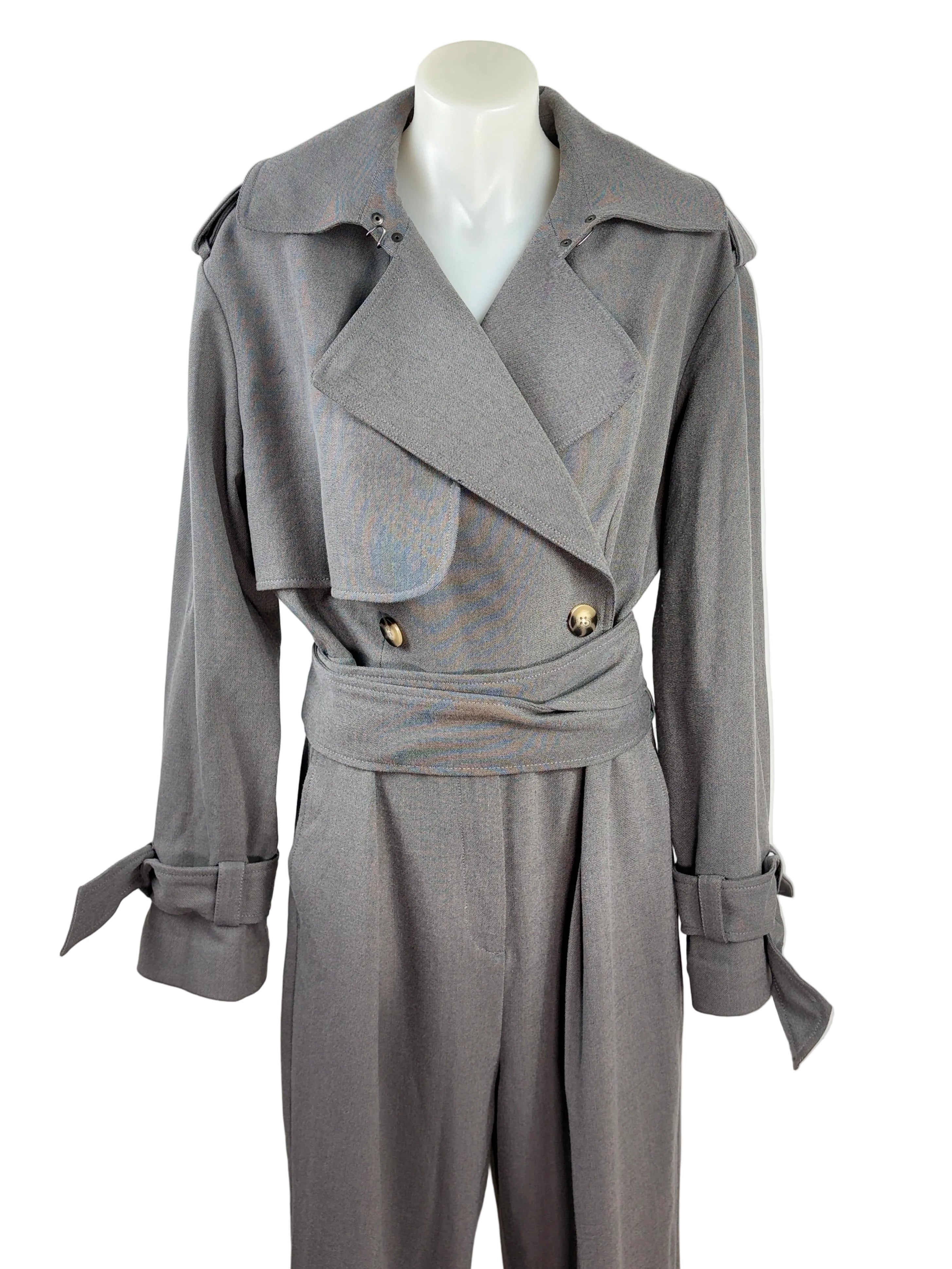 Witchery Trench-Style Jumpsuit - Grey - Size 10